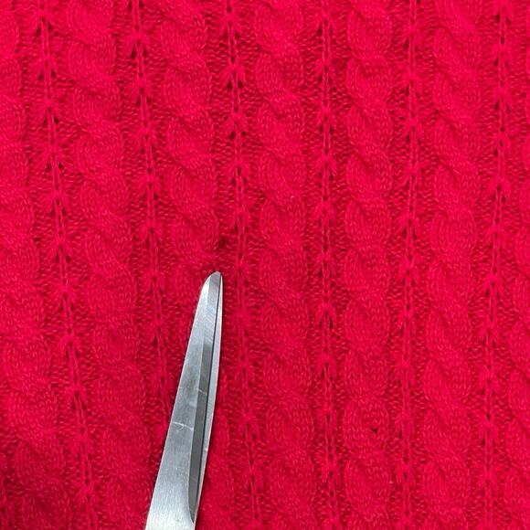 VINTAGE Tally Ho Cardigan Sweater Womens 42 Red 100% Wool Cable Knit Knot Button - Picture 6 of 8